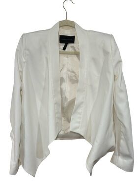 ▫️⚪️ BCBG White Draped Open-Front Blazer ⚪️▫️